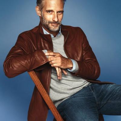 Peter Millar Classic Leather Bomber Jacket