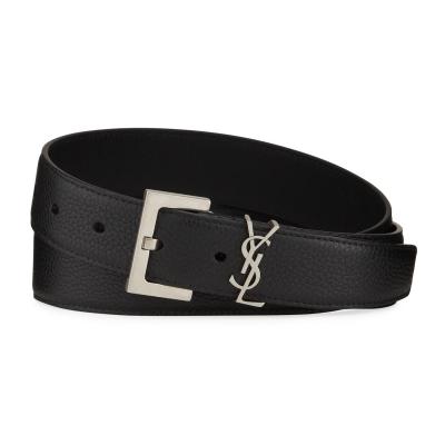Saint Laurent Mens YSL Logo Leather Belt