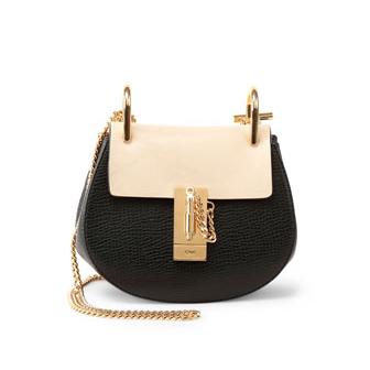 Chloe Drew Mini Colorblock Shoulder Bag, Black/Nude