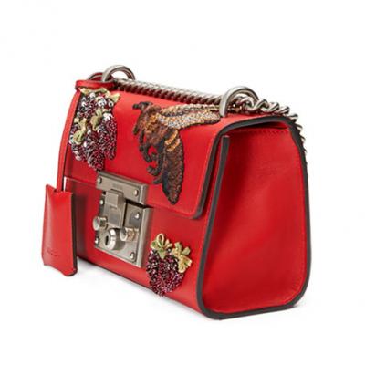 Gucci Padlock Small Embroidered Shoulder Bag, Red/Multi