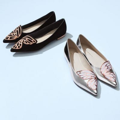 Sophia Webster Bibi Butterfly Metallic Leather Flat