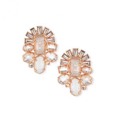 Kendra Scott Huckaby Crystal Statement Earrings in Rose-Tone Plate