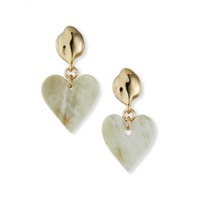 Akola Horn Heart-Drop Earrings, White