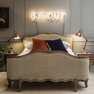 Antoinette King Size Bed in Herringbone - with Footboard - Graham & Green