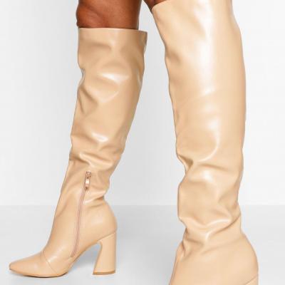 Block Heel Knee High Boot Boohoo UK