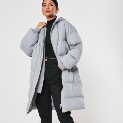 Tall Grey Long Hooded Puffer Coat Missguided