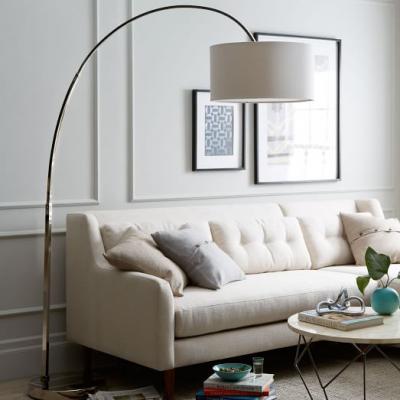 Overarching Linen Shade Floor Lamp - Polished Nickel west elm