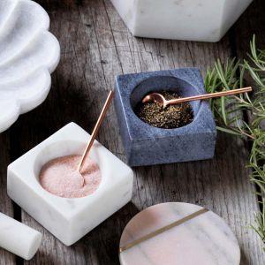 White and Grey Marble Salt and Pepper Pots Graham & Green