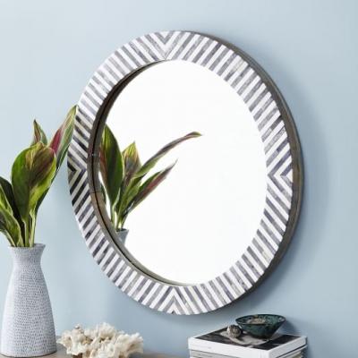 Parsons Round Mirror - Herringbone west elm