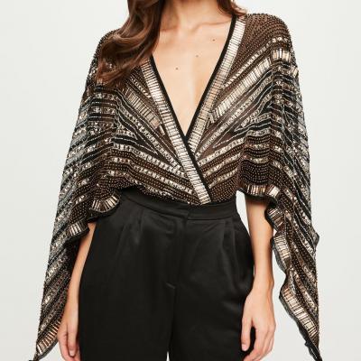 Peace + Love Black Kimono Embellished Bodysuit Missguided