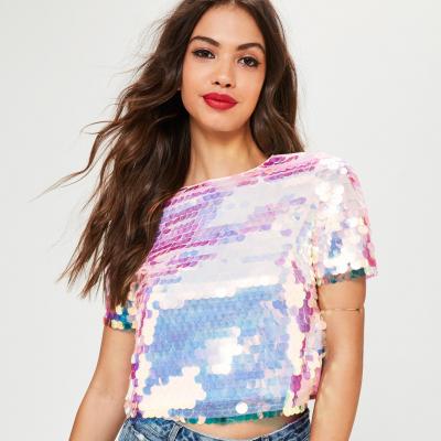 Petite Pink Extreme Sequin Top - Missguided