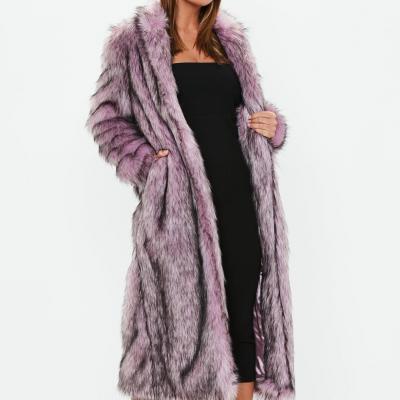 Pink Tipped Maxi Faux Fur Coat Missguided