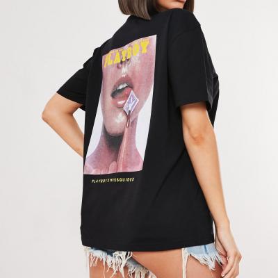 Playboy X Missguided Black Stamp Magazine Print Oversized T Shirt Missguided