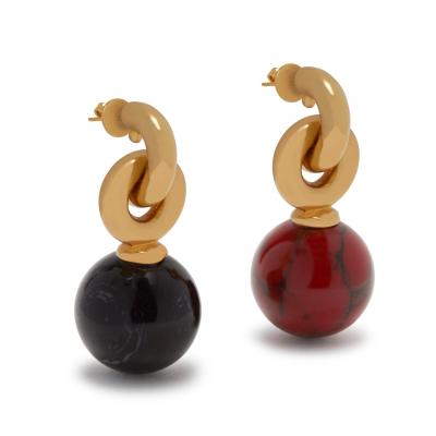 Grace Medium Coloured Earrings Black & Crimson Brass & Resin Women Mulberry
