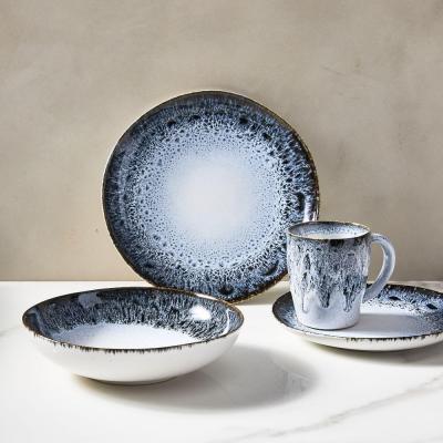 Reactive Glaze Stoneware Dinnerware Set - Black&White West Elm