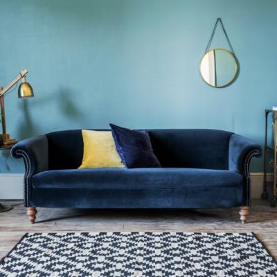 Rose and Grey Regency Velvet Sofa