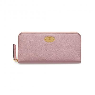 Mulberry Plaque 8 Credit Card Zip Purse Powder Pink Small Classic Grain Women Mulberry