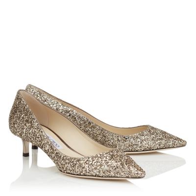 Antique Gold Coarse Glitter Fabric Pointy Toe Pumps Romy 40 Pre Fall 17 JIMMY CHOO