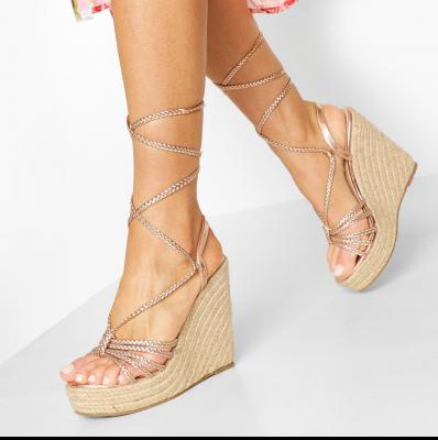 Plait Wrap Strap Espadrille Wedges Boohoo UK