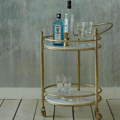 Round Drinks Trolley with Marble Shelves - Graham & Green