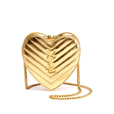 Saint Laurent Monogram Small Love Crossbody Bag, Gold