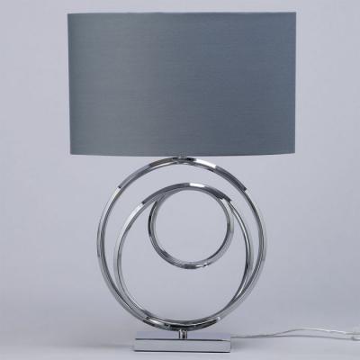 Saturn Swirl Base Table Lamp with Grey Shade, Chrome BHS