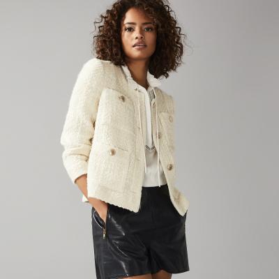 June White Short Boucle Jacket – REISS