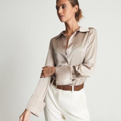 Hailey Champagne Silk Shirt – REISS