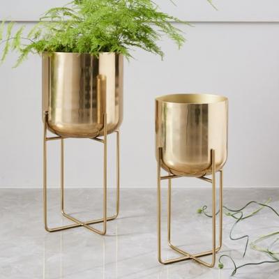 Spun Metal Standing Planter - Brass west elm