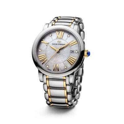 Classic 34mm Stainless Steel and 18K Gold Quartz Watch with Diamond Markers