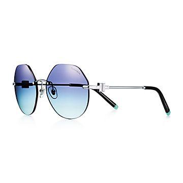 Tiffany T Hexagonal Sunglasses in Silver-colored Metal with Mother-of-pearl Tiffany & Co.