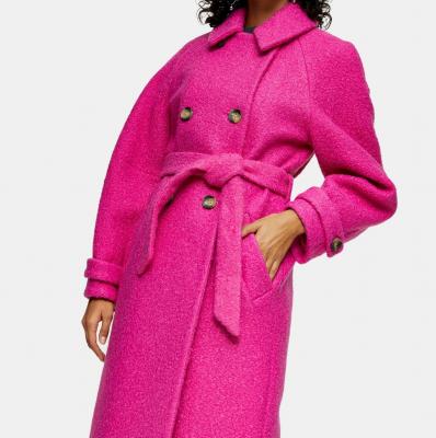 Bright Pink Boucle Trench Topshop