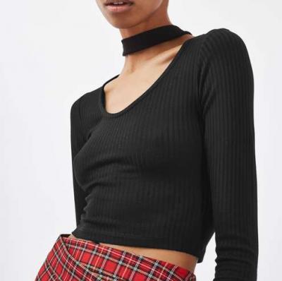 Long Sleeve Choker Top - Topshop