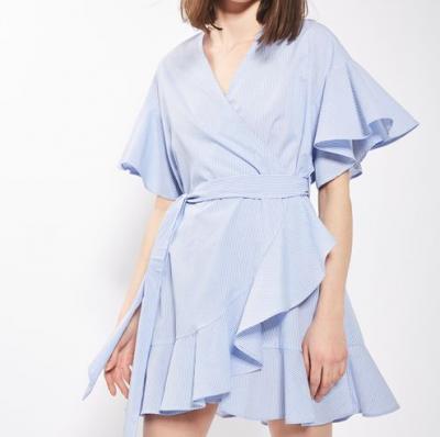 Stripe Poplin Wrap Dress - Topshop