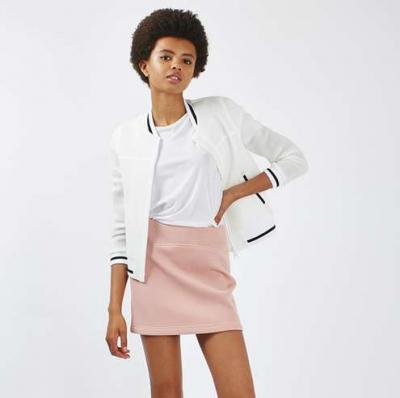 PETITE Stripe Ribbed Bomber - Topshop