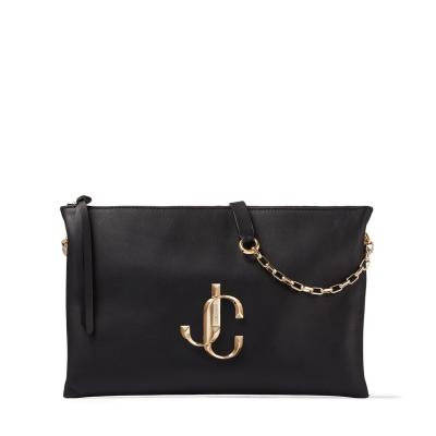 Black Calf Leather Shoulder Bag with JC LogoVARENNE SHOULDER/S Autumn Winter 19 JIMMY CHOO
