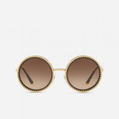 Womens Sunglasses Dolce&Gabbana - ROUND SUNGLASSES WITH “CUORE SACRO” METAL TRIM