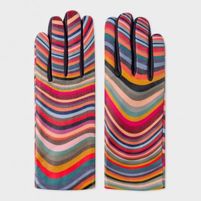 Womens Swirl Print Leather Gloves - Paul Smith