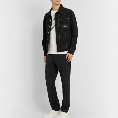 Black Piped Denim Jacket Fendi