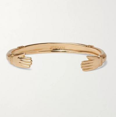 Gold Reaching Hands 18-Karat Gold Cuff Peyote Bird