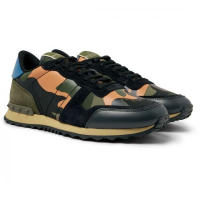 Multi Valentino Garavani Rockrunner Camouflage-Print Canvas, Leather and Suede Sneakers VALENTINO