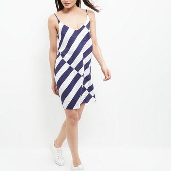 White Stripe Cami Slip Dress - New Look