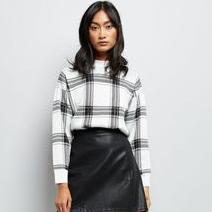 White Wide Check Jumper New Look