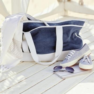 The Weekender Travel Bag - Navy/White - The White Company