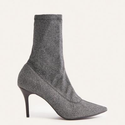 Heeled Pointed Sparkle Sock Boot Oasis