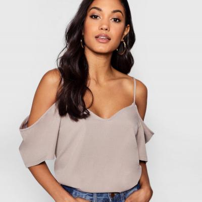 Womens Woven Strappy Open Shoulder Top Boohoo