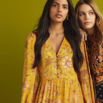 Mosaic Floral Tie Side Printed Midi Dress Oasis