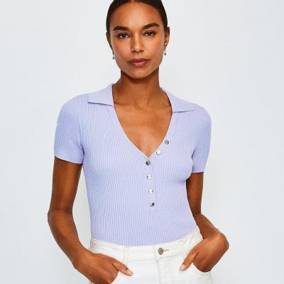 Rib Knitted Collar Top Karen Millen