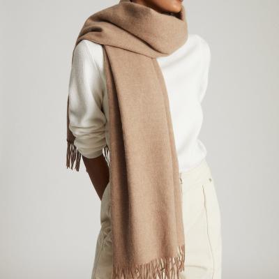 Jen Neutral Wool Cashmere Blend Oversized Scarf – REISS
