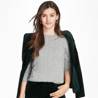 Cashmere Cable Crewneck Sweater - Brooks Brothers